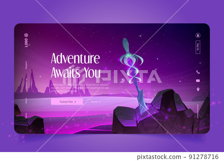 Sword in stone on alien planet surface, adventure 91278716