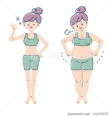 Women before and after diet 91279375