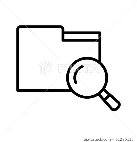 Folder and magnifying glass icon. Documents search. Pictogram isolated on a white background. Folder and magnifying glass icon. Documents search. Pictogram isolated on a white background. 91280133