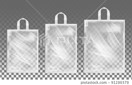 Transparent plastic shopping bag with with handle Transparent plastic shopping bag with with handle 91280378