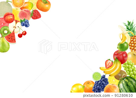 水彩插圖水果框架明信片 91280610