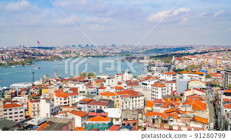 Great view of Istanbul from the Galata Tower.Turkey. European part of the city. Great view of Istanbul from the Galata Tower.Turkey. European part of the city. 91280799