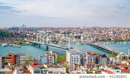 Great view of Istanbul from the Galata Tower.Turkey. European part of the city. Great view of Istanbul from the Galata Tower.Turkey. European part of the city. 91280801