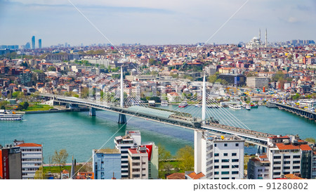 Great view of Istanbul from the Galata Tower.Turkey. European part of the city. Great view of Istanbul from the Galata Tower.Turkey. European part of the city. 91280802