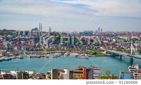 Great view of Istanbul from the Galata Tower.Turkey. European part of the city. Great view of Istanbul from the Galata Tower.Turkey. European part of the city. 91280806