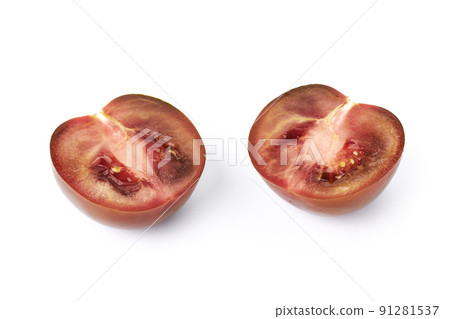 Delicious red tomato cut in half. Tasty fruits 91281537