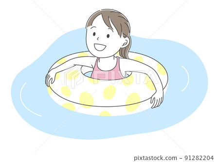 Illustration material of a girl playing with a float 91282204