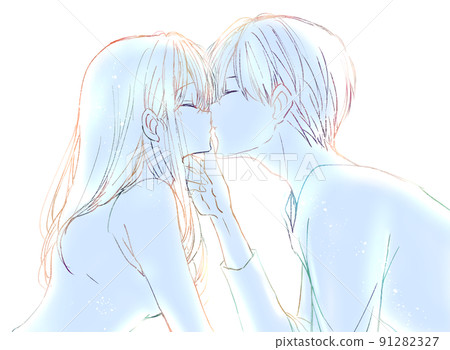 Anime Style Illustration Two Girls Kissing Stock Vector by ©Malchev  660342860