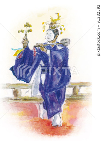 Ichimurao Kagura [Dance of Toyouke] Postcard Template 91282392