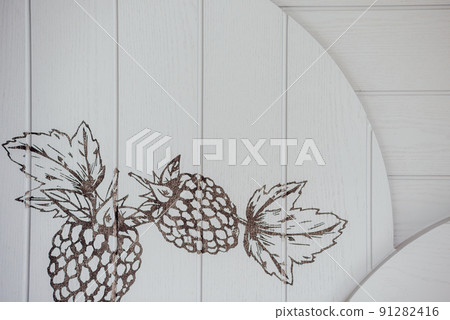 Fruit (raspberry) painted on a wooden background. Fruit (raspberry) painted on a wooden background. 91282416