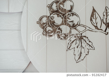 Fruit (blackberry) painted on a wooden background. 91282417