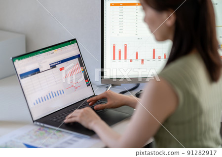 General affairs accounting office work sales office general office work staff spreadsheet graph 91282917