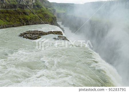 Gullfoss falls in summer season view, Iceland Gullfoss falls in summer season view, Iceland 91283791
