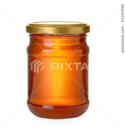 Jar with organic honey isolated on white Jar with organic honey isolated on white 91283998
