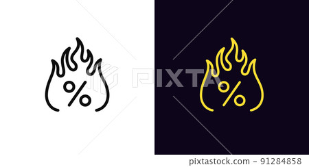 Outline hot percent icon, with editable stroke. Percentage sign with fire, burning sale pictogram. Fiery discount tag Outline hot percent icon, with editable stroke. Percentage sign with fire, burning sale pictogram. Fiery discount tag 91284858