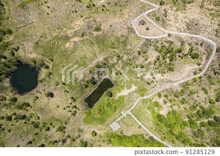 Aerial view of Toya Nishiyama foot crater (around the 1st and 2nd observatory) 91285129
