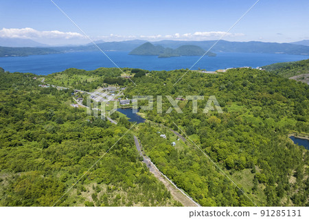 Aerial view of Toya Nishiyama foot crater 91285131