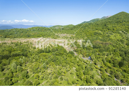 洞爺西山腳火山口鳥瞰圖 91285140