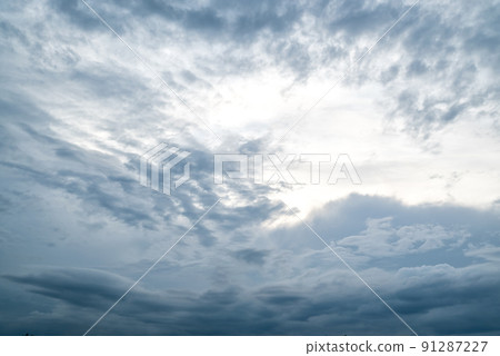 Cloudy blue heaven sky background 91287227