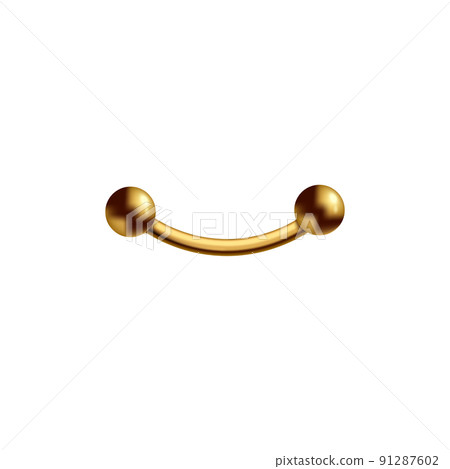Piercing brass metal pin in shape of bar, realistic vector illustration isolated. 91287602