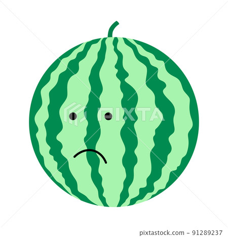 Cute, funny cartoon watermelon character. 91289237