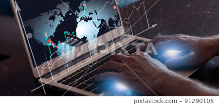 finance trading on laptop finance trading on laptop 91290108