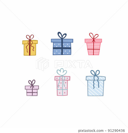 A set of gifts for the new year and Christmas. Vector illustration in Doodle style. A set of gifts for the new year and Christmas. Vector illustration in Doodle style. 91290436
