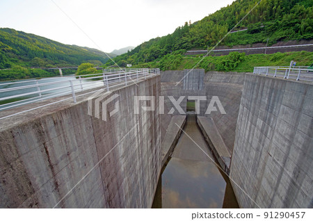 Rockfill multipurpose dam Fujinami Dam in Ukiha City, Fukuoka Prefecture Rockfill multipurpose dam Fujinami Dam in Ukiha City, Fukuoka Prefecture 91290457
