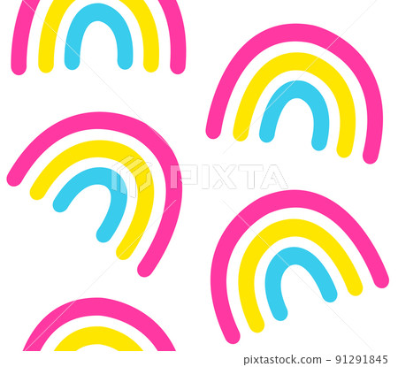Vector seamless pattern of hand drawn doodle sketch pansexual flag rainbow isolated on white background 91291845