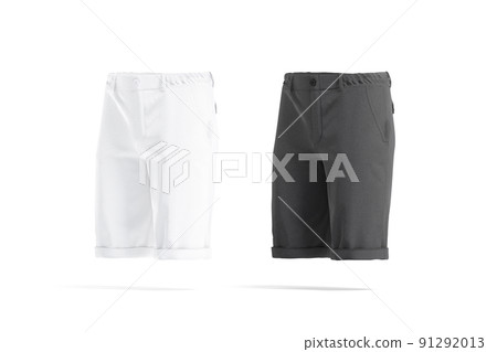 Blank black and white men shorts mock up, side view Blank black and white men shorts mock up, side view 91292013