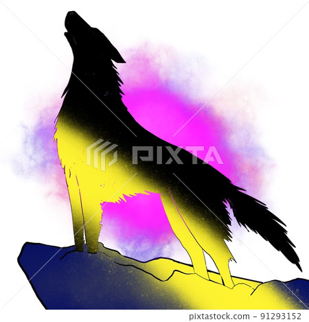 嚎叫的狗抽像畫 91293152