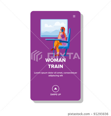 woman train vector 91293836