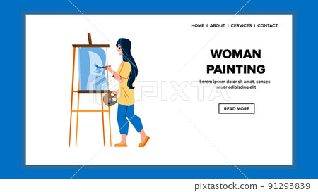 woman painting vector woman painting vector 91293839