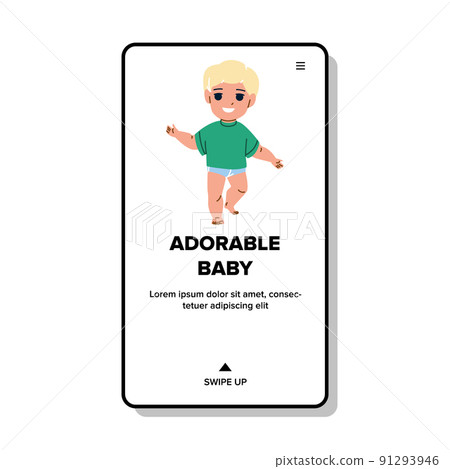 Adorable Baby Boy Walking In Park Outside Vector Adorable Baby Boy Walking In Park Outside Vector 91293946