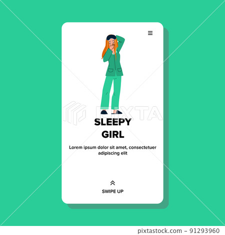 Sleepy Girl In Pajama Wake Up Early Morning Vector Sleepy Girl In Pajama Wake Up Early Morning Vector 91293960