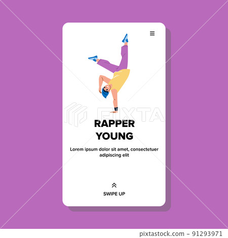 Rapper Young Boy Dancing Hip Hop Dance Vector 91293971