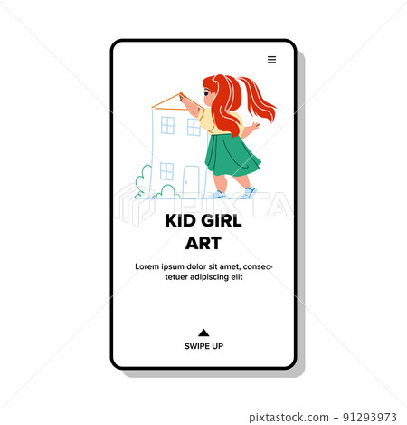 Kid Girl Art Creativity And Recreation Time Vector 91293973