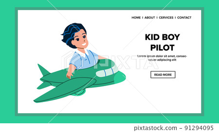 Kid Boy Pilot Flying In Airplane Transport Vector Kid Boy Pilot Flying In Airplane Transport Vector 91294095