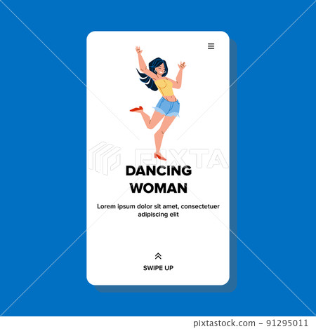 Dancing Woman Enjoying Music In Nightclub Vector Dancing Woman Enjoying Music In Nightclub Vector 91295011