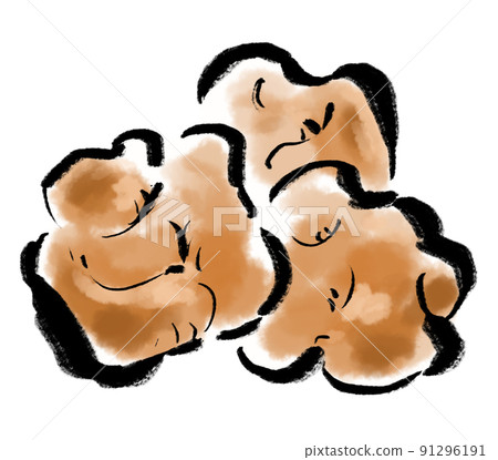 Illustration of karaage (3 pieces) Illustration of karaage (3 pieces) 91296191