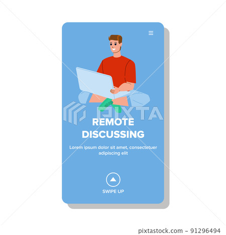 Online Remote Discussing Man With Colleague Vector Online Remote Discussing Man With Colleague Vector 91296494