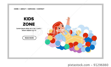 Girl Child Playing In Playful Kids Zone Vector Girl Child Playing In Playful Kids Zone Vector 91296860