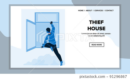 Robber Criminal Man Hacking And Thief House Vector Robber Criminal Man Hacking And Thief House Vector 91296867