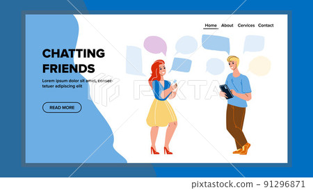 Chatting Friends In Messenger Application Vector Chatting Friends In Messenger Application Vector 91296871