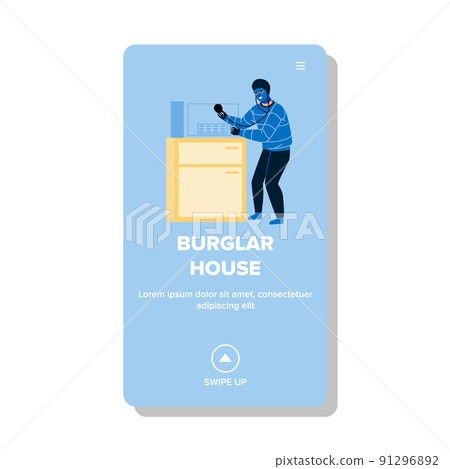 Burglar In House Breaking Safe Equipment Vector Burglar In House Breaking Safe Equipment Vector 91296892