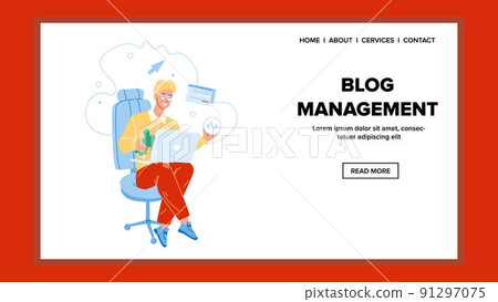 Blog Management Service Man Occupation Vector 91297075