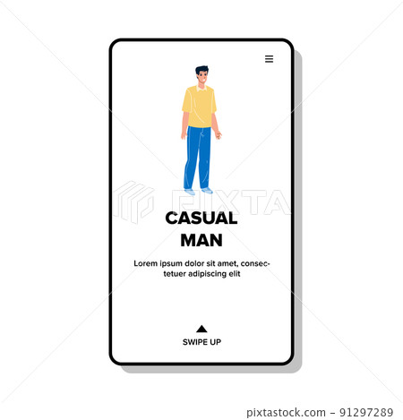 Casual Man With Positive Emotion Standing Vector Casual Man With Positive Emotion Standing Vector 91297289