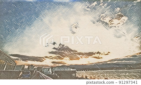 Blue sky and lake 91297341