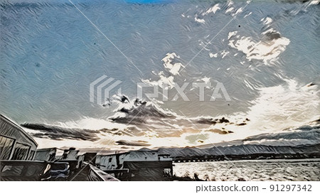 Blue sky and lake 91297342