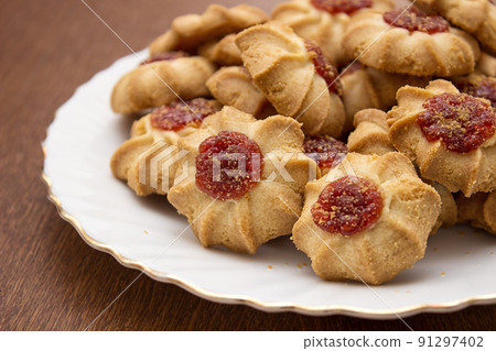kurabye cookies on a white plate kurabye cookies on a white plate 91297402